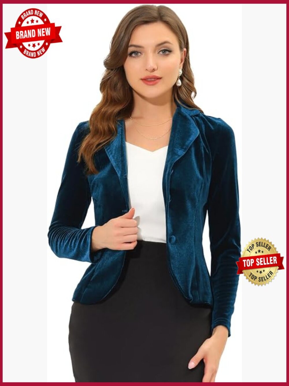 Women's Velvet Blazer Suit Jacket Dressy Casual Notch Lapel Long Sleeve Lined